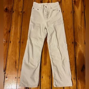Levi’s Premium White Ribcage Straight Corduroy Pants Size 25